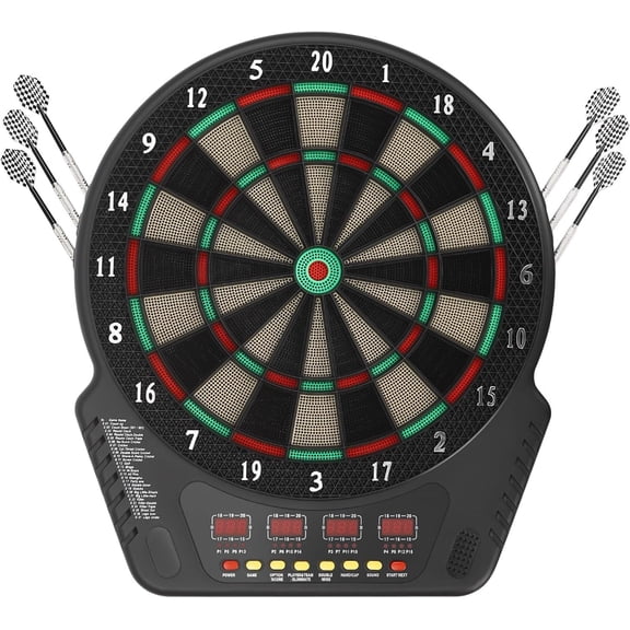 Electronic Dart Board, 27 Game Modes 16 Players LED Score Display, Wall Mount Game Board for Home Bar Party