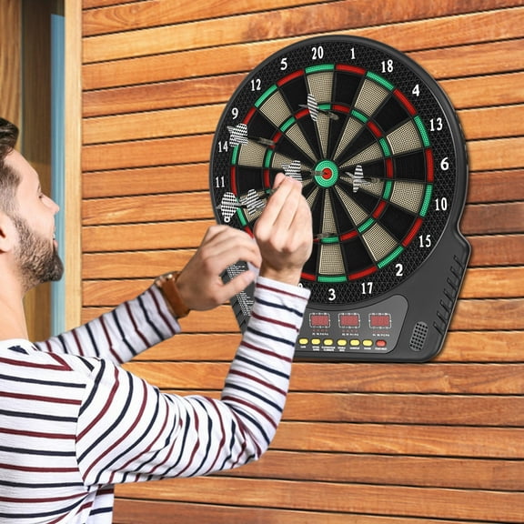Electronic Dart Board with 27 Game Modes, 4 LED Screens, Voice Prompts, Soft Tip Darts, Wall-Mountable, Supports Up to 16 Players - Safe & Fun Family Game