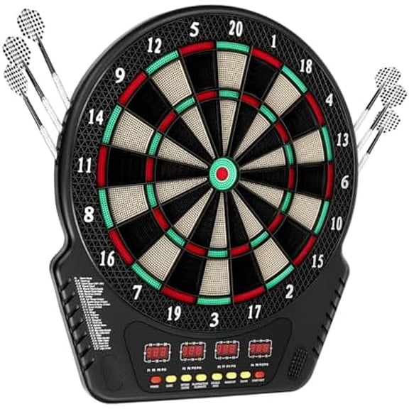 Electronic Dart Board with 27 Games & 243 Modes - 16 Player Smart Scoring Dartboard with LED Display, Voice Prompts & Soft-Tip Darts, Soft Tip Dartboard Set for Family Party Game Night