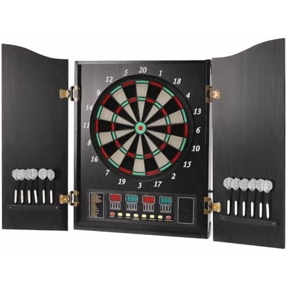 Electronic Dart Board Built in Cabinet Doors with Integrated Scoreboard, Dart Storage for 12 Darts Dartboard Cabinet Decorative Dartboard Cabinet Set Black$$Sport & Recreation Other