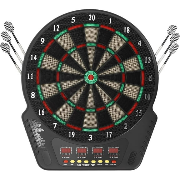 Electronic Dart Board Soft Tip Dartboard Set 27 Games with 243 Variants 6 Darts, Digital Electric Dart Boards with Colorful LED