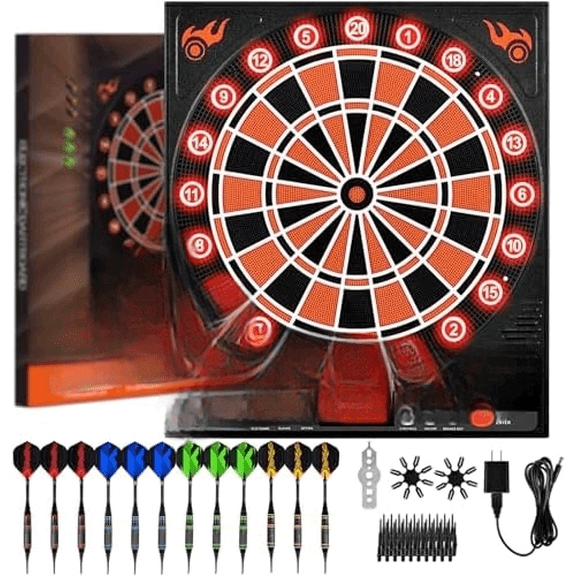 Electronic Dartboard, Electric Dart Boards for Adults,Electronic Scoreboard, Light-Up Led Display, 12 Darts Soft Tip Professional Dart Board and Extra Tips, Up to 8 Players$$Sport & Recreation Other