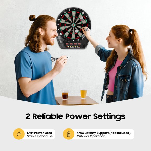 Electronic Dartboard Set with Digital Scoreboard, Up to 16 Player Score Display, 27 Game Modes, 243 Extended Play Styles, Includes Soft Tip Darts and Extra Tips