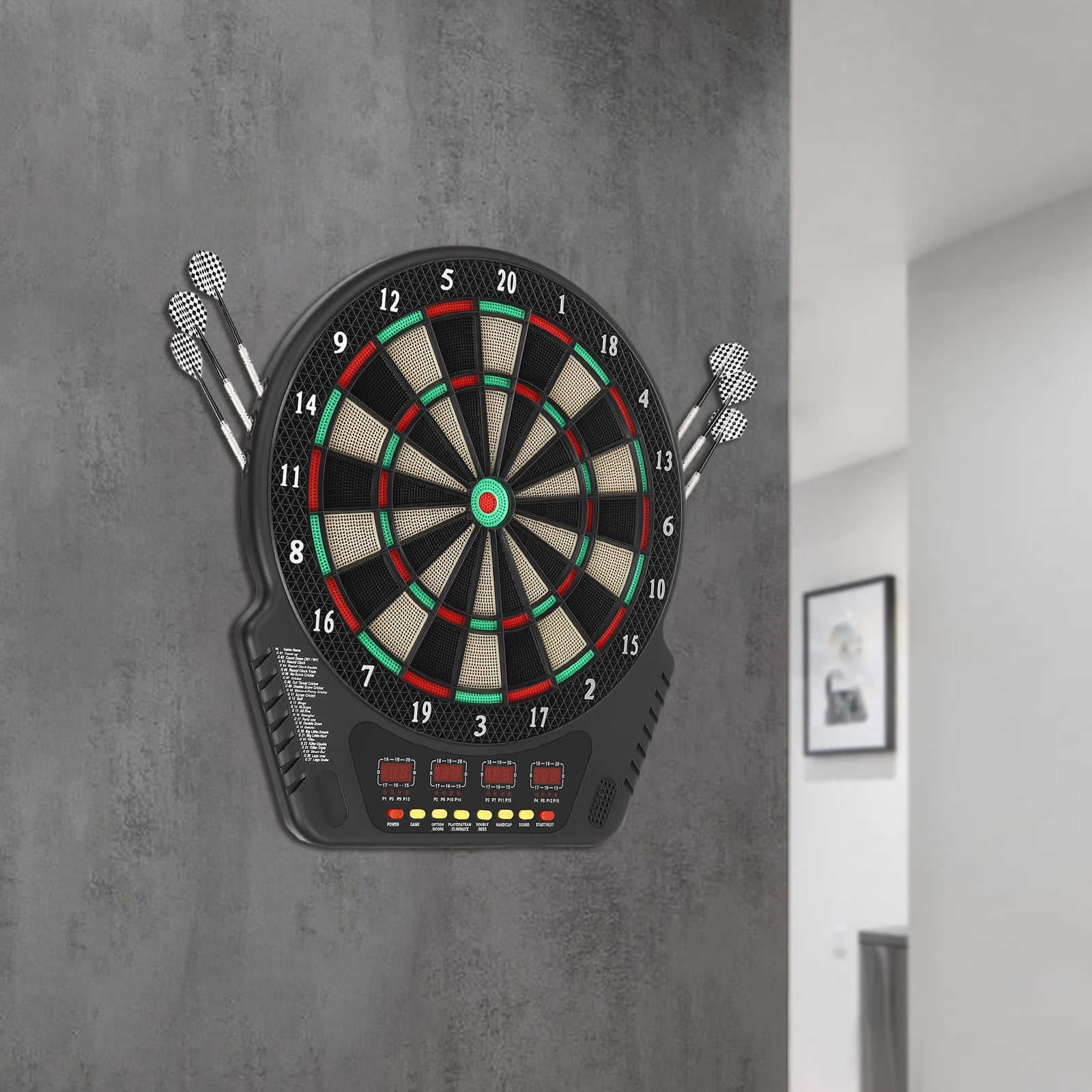 Electronic Dartboard with 27 Game Modes, 16 Players, LED Display