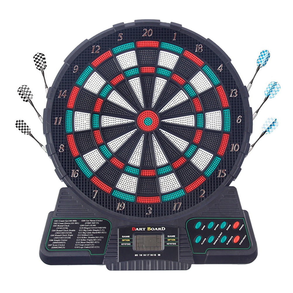Electronic Darts Board Set Multiplayer LCD Scoring Display with 6 Darts