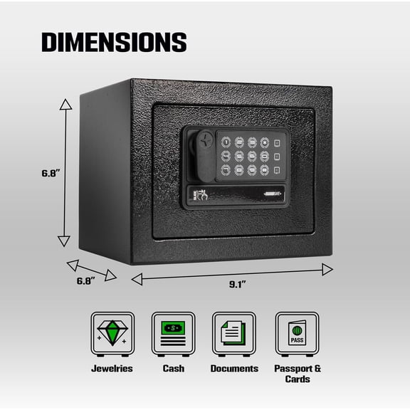 Electronic Deposit Drop Safe Box for Home Office, Hotel Rooms, Business - Black