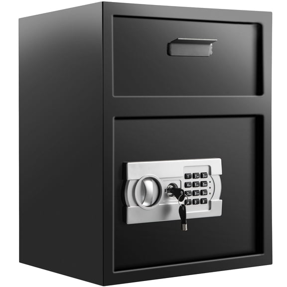 Electronic Deposit Safe 1.7 Cubic Feet, Steel Digital Lock Box with Slot & Keys for Office, Hotel, Home Security