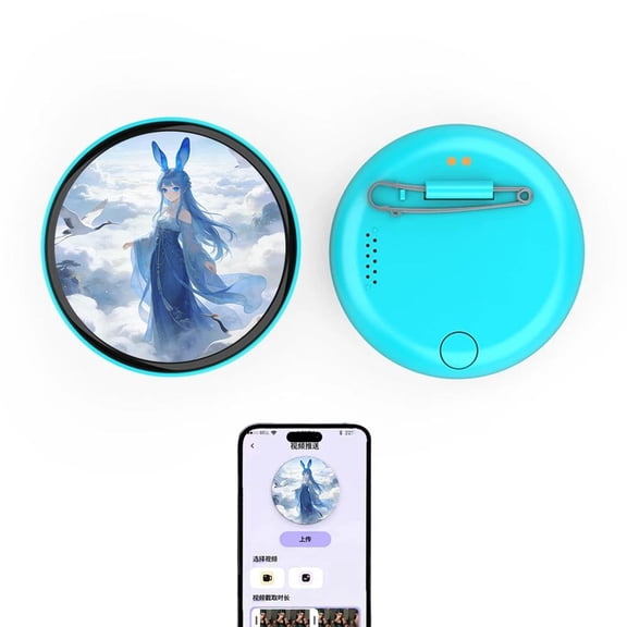 Electronic Digital Badge for E-Badge, 2.5D HD Display, Bluetooth Photo & Video Upload, Personalized Wearable Tech Accessory, 18-Hour Battery, Lightweight 6cm Round Design