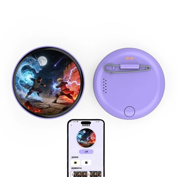 Electronic Digital Badge for E-Badge, 2.5D HD Display, Bluetooth Photo & Video Upload, Personalized Wearable Tech Accessory, 18-Hour Battery, Lightweight 6cm Round Design