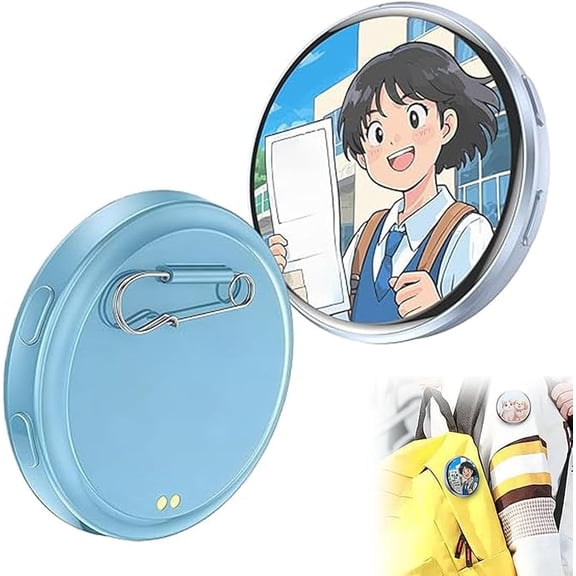 Electronic Digital Badge Pin with Touch Screen - 1.8" IPS Display, Bluetooth App Control, 7-Color Light, for Backpack, Jacket & Keychain, Customizable Display P