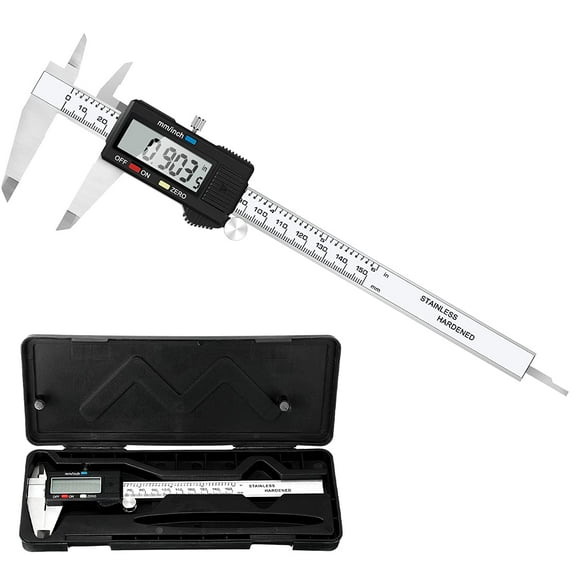 Electronic Digital Caliper, inch and Millimeter Conversion,LCD Screen displays 0-6"Caliper Measuring Tool, Automatic Shutdown, Suitable for DIY/Jewelry Measurement (150mm Stainless Steel)