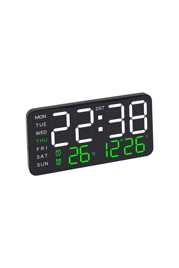 Electronic Digital Clock,Large Display Digital Wall Clock,Adjustable Brightness Calendar Clock with Day and Date, Indoor Temperature, Snooze,DST for Home, Office, Elderly