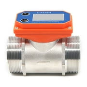 Electronic Digital Display Flowmeter, Dry Cell Stainless Steel LCD Flow Meter Thread Flow Sensor, Water For Farm/Garden Irrigation ,Accurate Measurement