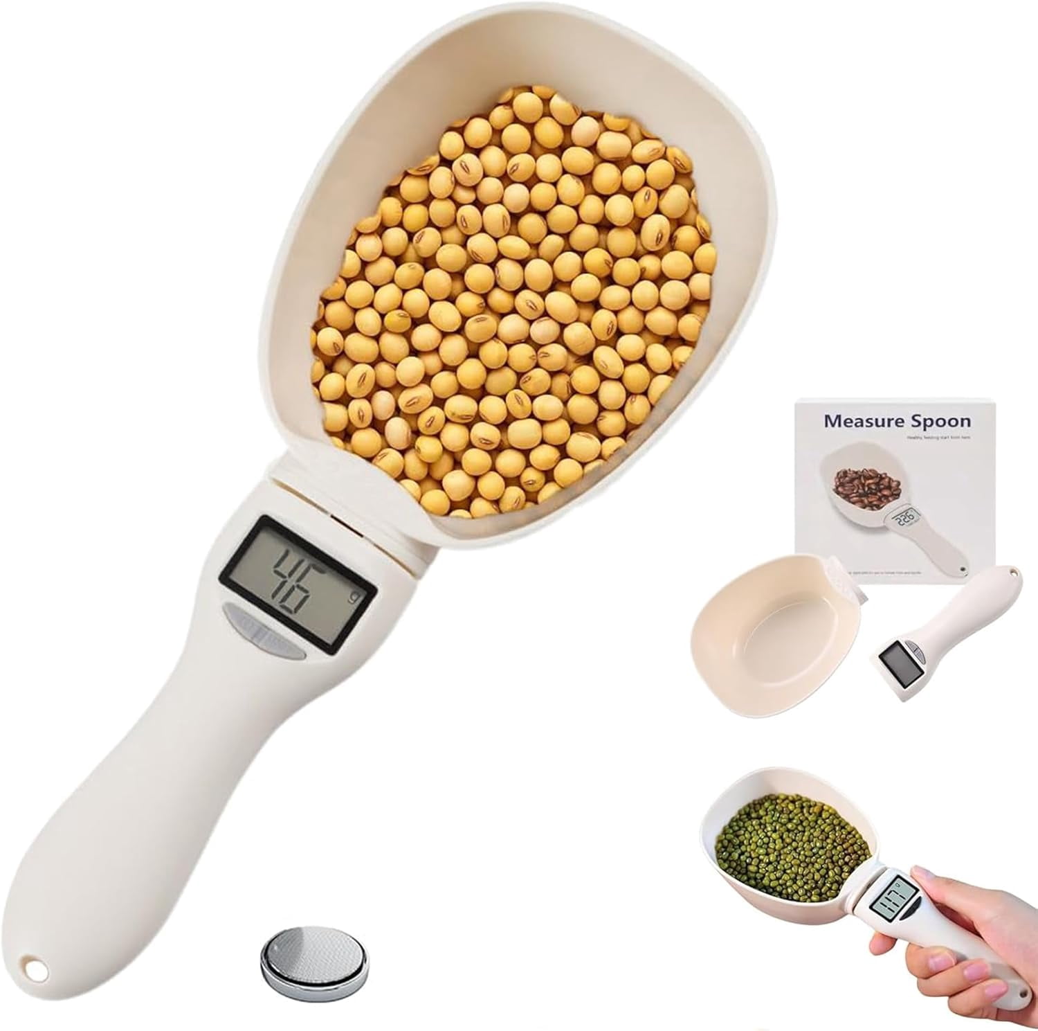 Electronic Digital Measuring Spoon, 800g/0.1g High Precision Kitchen Scale with LCD Screen, Polygons Measuring Spoon for Baking, Cooking, Coffee & Pet Food