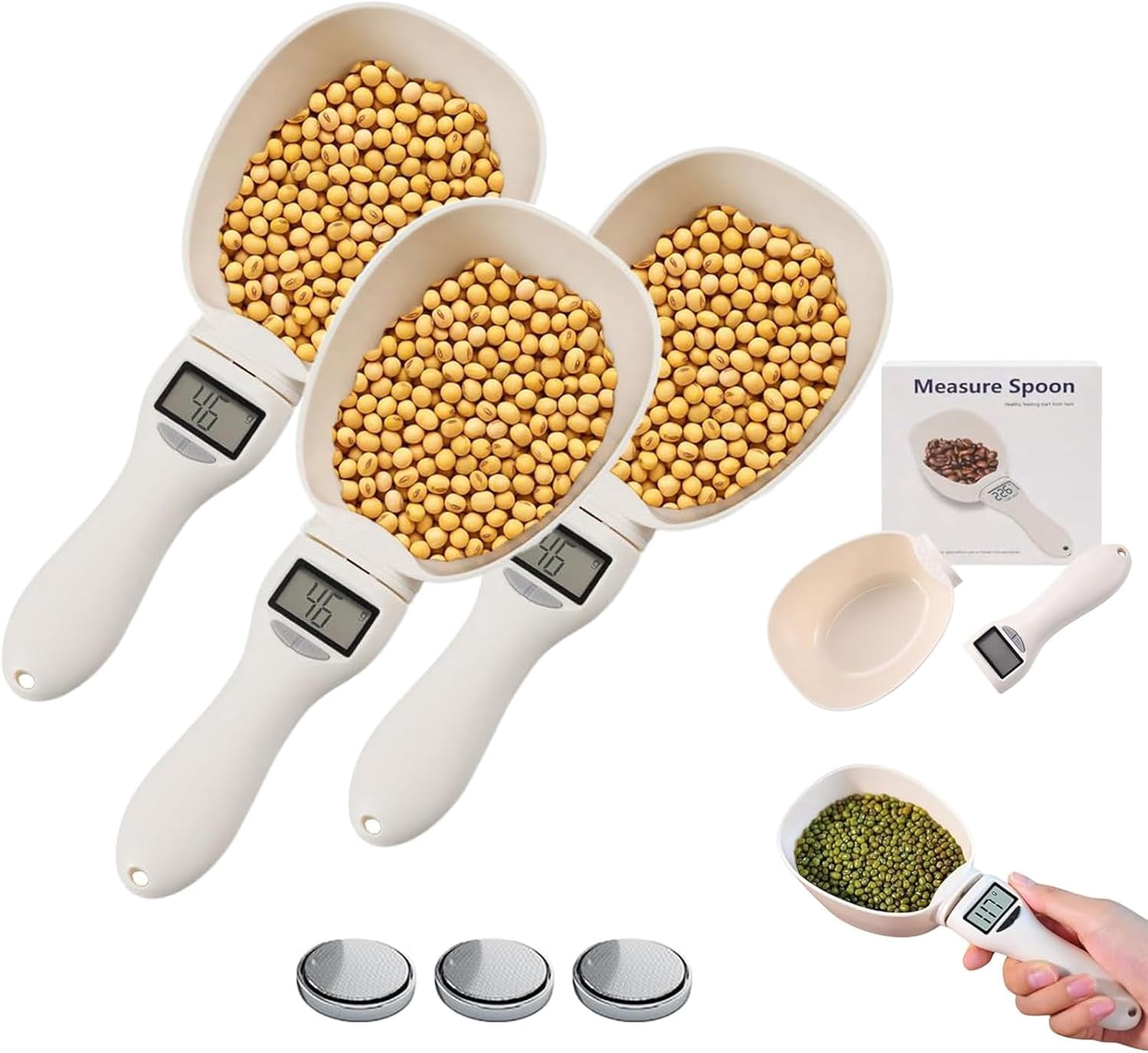 Electronic Digital Measuring Spoon, 800g/0.1g High Precision Kitchen Scale with LCD Screen, Polygons Measuring Spoon for Baking, Cooking, Coffee & Pet Food