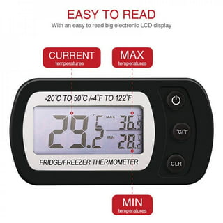 Meterk Digital Fridge Thermometer with Alarm and Max Min Temperature Easy  to Read LCD Display Digital Refrigerator Freezer Thermometer for Indoor