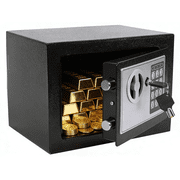 Electronic Digital Safe Box, 0.25 Cubic Feet Home Security Box for Office Hotel Business, Lock Box with Key Keypad for Cash Jewelry
