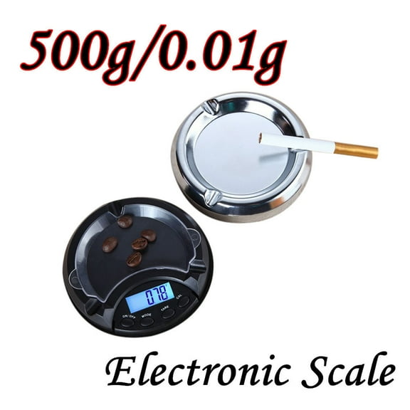 Electronic Digital Scale 500g/0.01g High Precision LCD Display | Portable Pocket Jewelry Weighing Device | Ashtray Style | Measures g/ozt/dwt | 9.5x9.5x3.5cm | 1 Piece