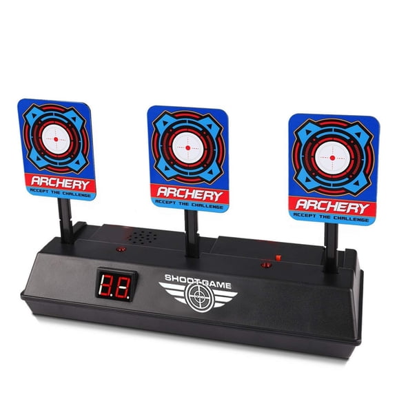 Electronic Digital Scoring Target for Toy Gun Practice Sound and Light Effects Automatic Reset Triple Target System Impact Resistant Plastic for Outdoor Competitive Games