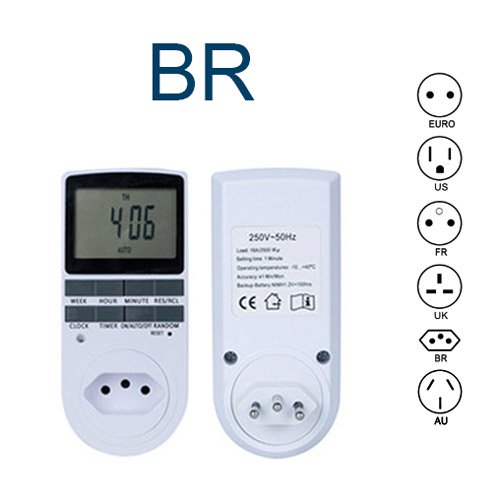Electronic Digital Timer Switch 24 Hour Cyclic EU UK AU US BR FR Plug