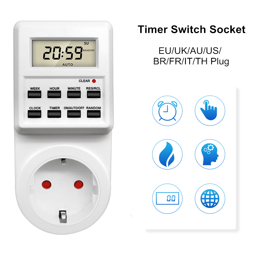 Electronic Digital Timer Switch Socket 24 Hour Cyclic Kitchen Timer