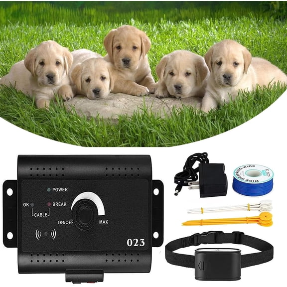 Electronic Dog Fence, Remote Dog Training Shock Collar & Underground/In-ground Electric Dog Boundary Containment Fence System, 300m Wire, Waterproof,Harmless for All Dogs,for1dog