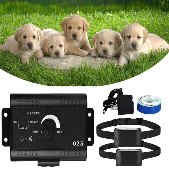Electronic Dog Fence, Remote Dog Training Shock Collar & Underground/In-ground Electric Dog Boundary Containment Fence System, 300m Wire, Waterproof,Harmless for All Dogs,for2dog