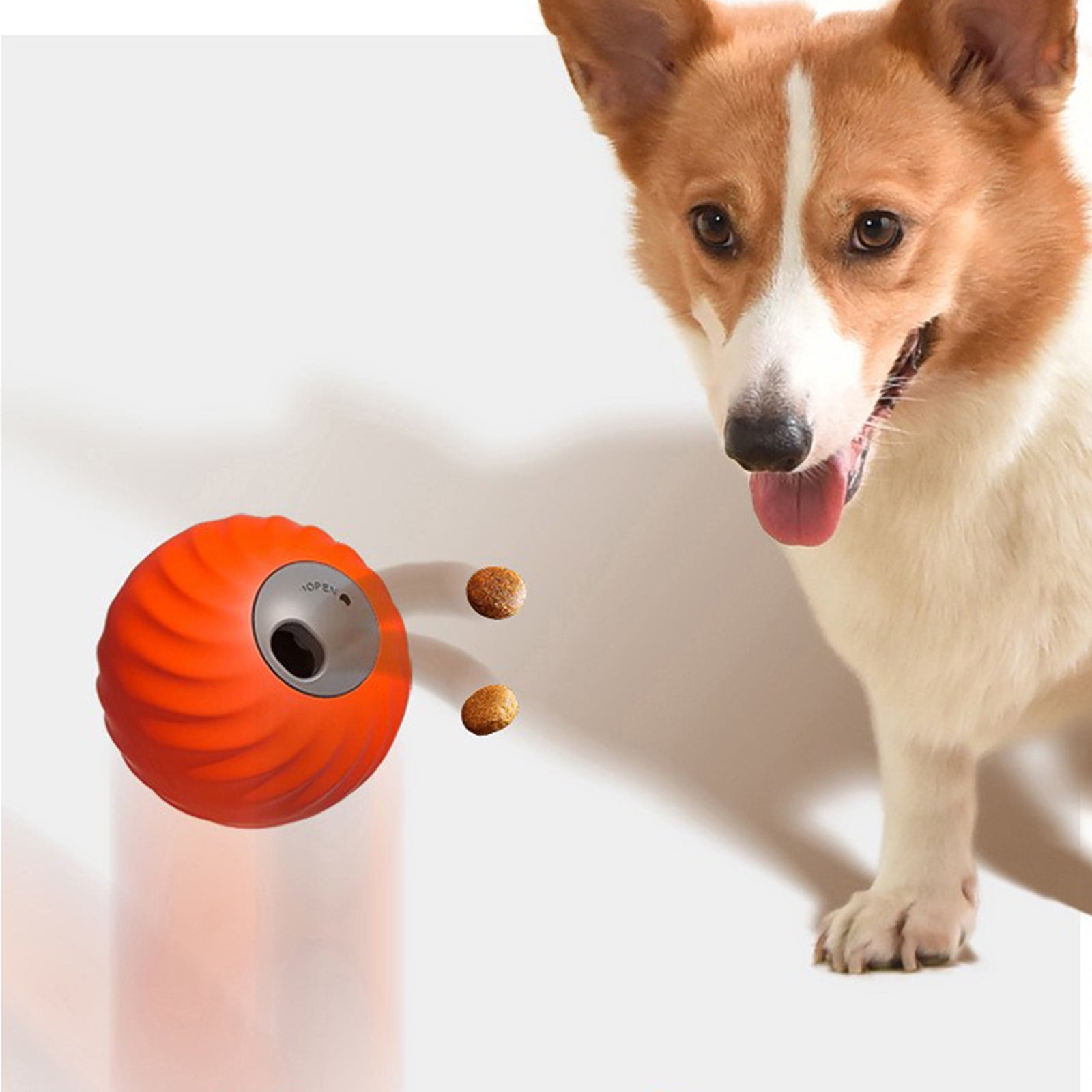 Electronic Dog Toys Treat Dispensing Ball for Smart Play，Automatic Rolling Interactive Toys with Slow Feeder and IQ Puzzle for Boredom Relief，USB Rechargeable Durable Puppy Chew Toys，Color