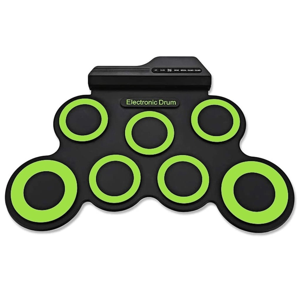 Electronic Drum Pad, 7 Pad Rolls up Practice Drum Set Built-in Speakers and Headphone Socket, Drum Sticks and Drum Pedal