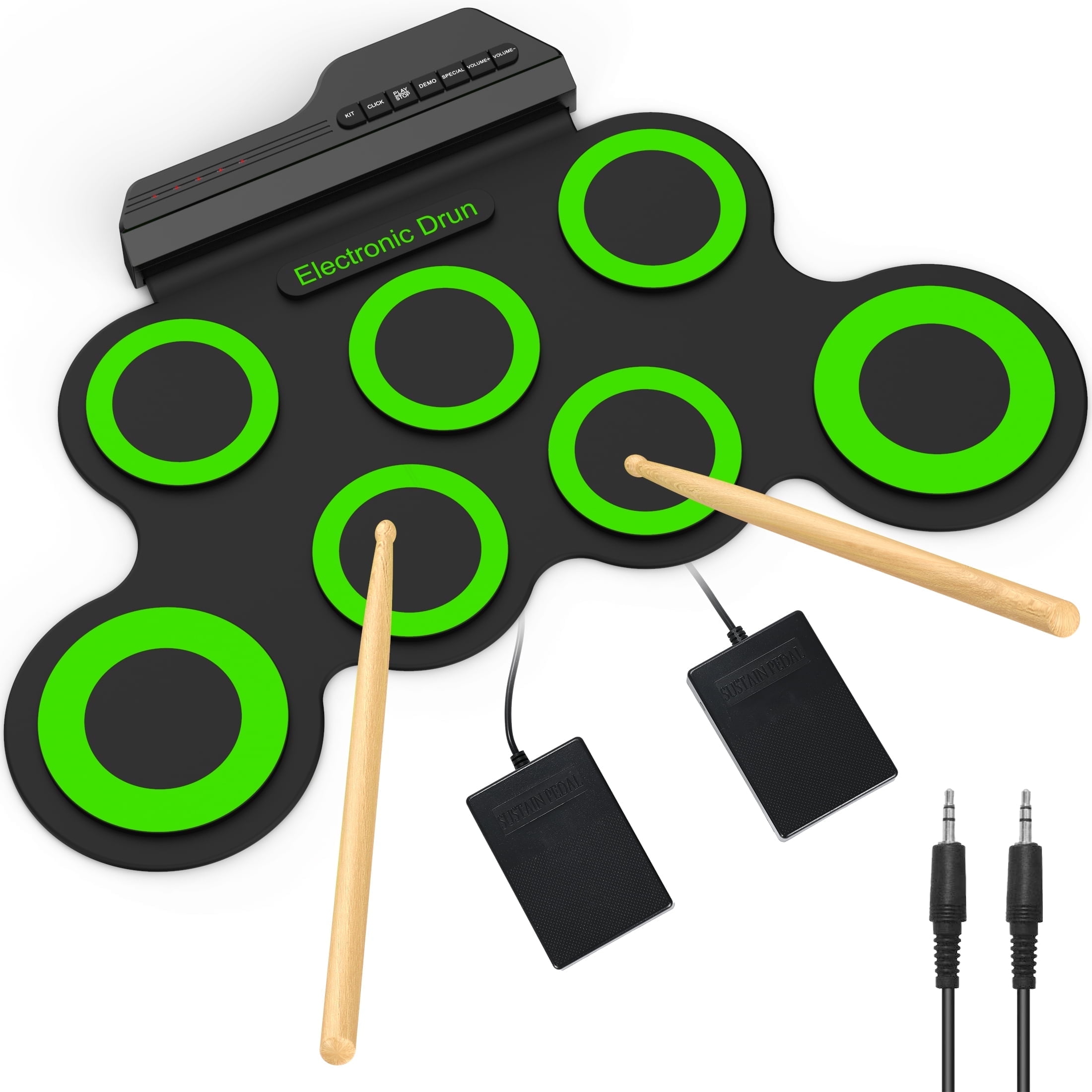 Drum Set For Kids Kids Electronic Drum,7 Drum Practice Pad,Roll Up