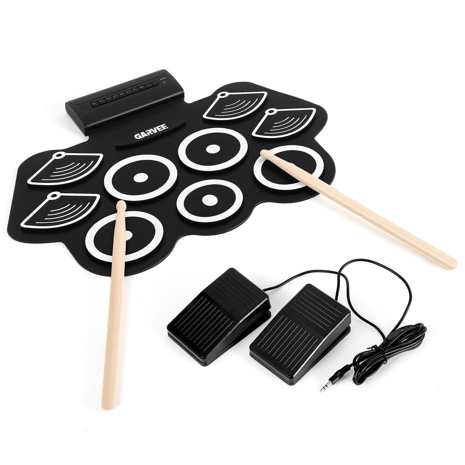 Electronic Drum Set 9 Pads Roll Up Drum Kit With Free App, Dual Built-In Speakers, Drum Sticks Pedals, Bluetooth MIDI, Great Christmas & Birthday Gift For Kids and Beginners