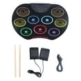 Electronic Drum Set Portable Easy to Play Roll Up Drum Pad Pedals Drum