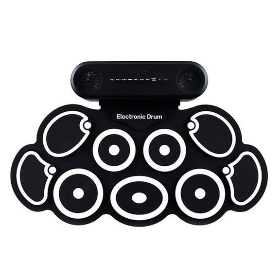 Electronic Drum Set USB Roll-Up Silicon Drums Pad Digital Foldable Electric Portable Hand Practice with Pedal,2 x pedal 2 x Drumsticks 1 x Hand-rolled electronic drum,Black