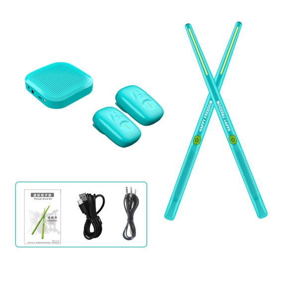 Electronic Drumsticks Air Drum Stick with 2 Foot Pedals 16D Speaker DSP Level Sound Card Low Delay Portable Electric Rhythm Drum Sticks for Beginners Adults Professional Drummer Student,Light Blue