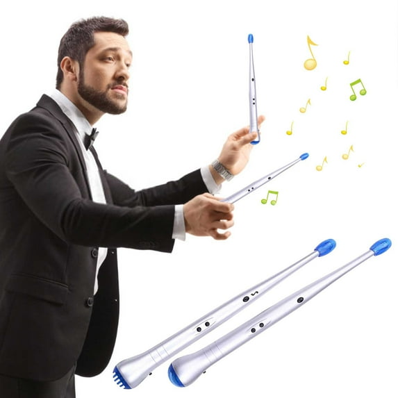 Electronic Drumsticks Pair | Light Up Percussion Beat Sticks | Built-In Speaker | Multiple Drum Sounds & Rhythms | Power by AA Battery | ABS Grip Handle | 13.5in | 2 Pack