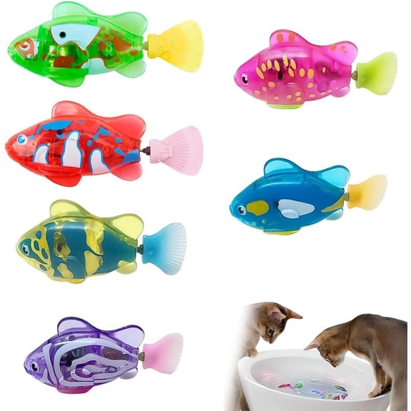 Electronic Engaging Pet Toy Fish, Waterproof LED Light Electronic Fish, Speeding up and Slowing Down Sway in Water, Twist Tail in a Lifelike Manner (6 PCS)