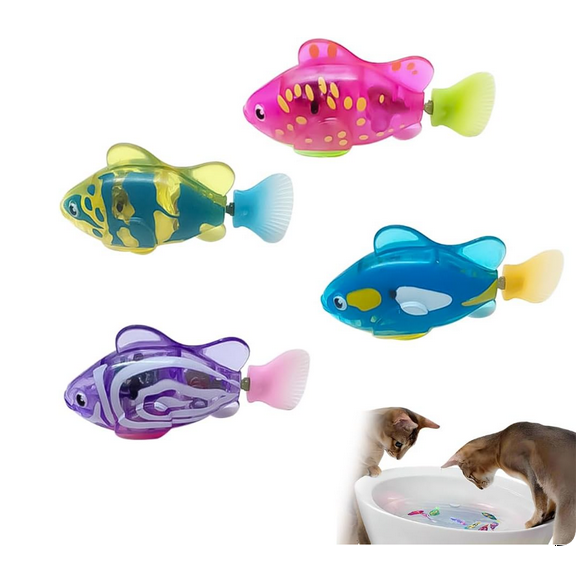 Electronic Engaging Pet Toy Fish, Waterproof LED Light Electronic Fish, Speeding up and Slowing Down Sway in Water, Twist Tail in a Lifelike Manner