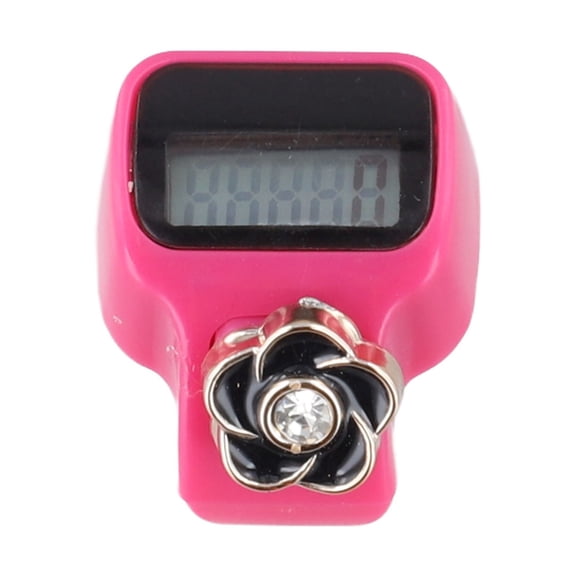 Electronic Finger Counter with LED Display, Automatic Screen-Off Tally Clicker for Knitting,Sports Scoring,and Classroom Use,Adjustable Strap(Rose Red)