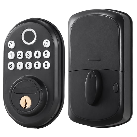 Electronic Fingerprint Deadbolt with Keypad & Key, One-Time & Anti-Peep Codes, Quiet & Passage Modes, Aluminum for Front Door