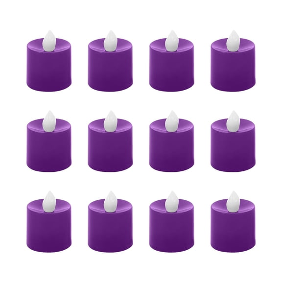 Electronic Flameless Led Candles, Warm Light Battery Operated Tea Lights for Home Holiday and Party Decor, 12 Pack Purple