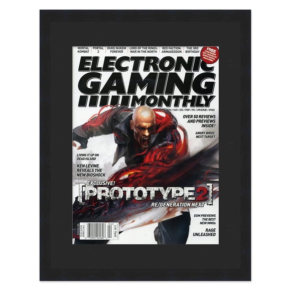 Electronic Gaming Monthly EGM Magazine Frame - Acrylic, Backing, and Black Mat - Display Any