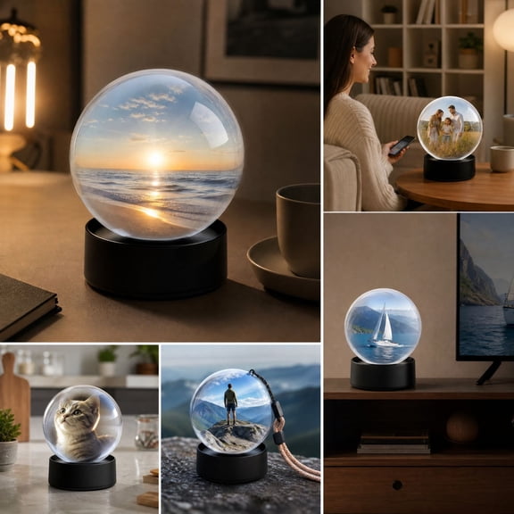 Electronic Glowing Crystal Ball Light Up Magic Sphere Cheering Prop Party Decoration with Base and Data Cable Party Table Decor Gift