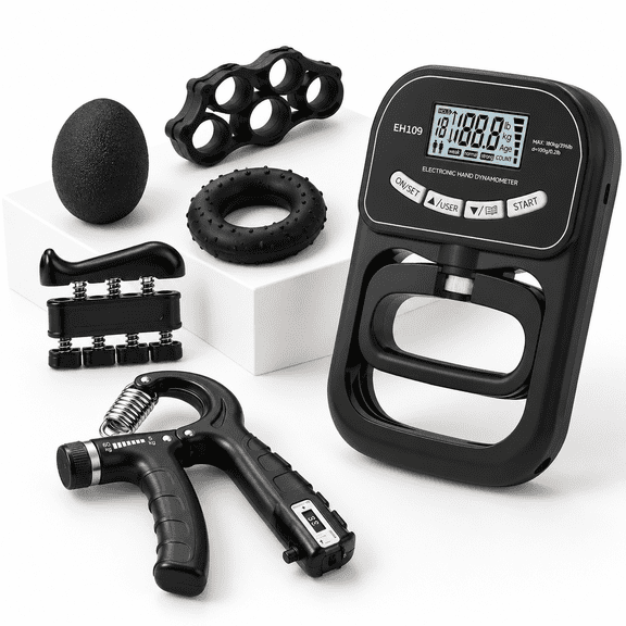 Electronic Hand Dynamometer Grip Strength Tester and Adjustable Resistance Trainer