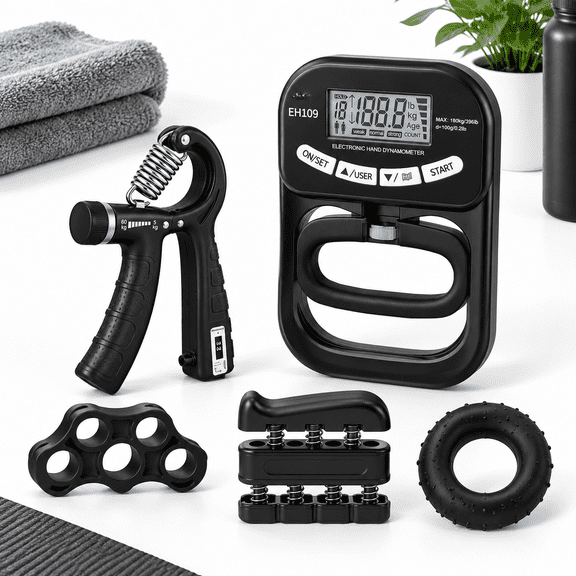 Electronic Hand Dynamometer Grip Strength Tester and Adjustable Trainer, 396lbs/180kg Capacity