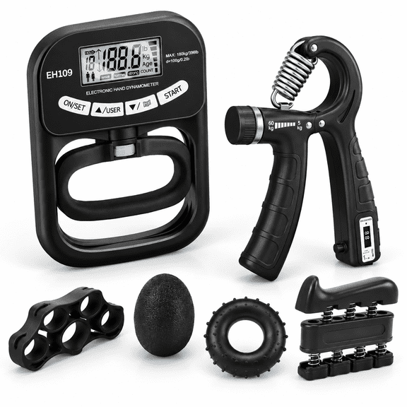 Electronic Hand Dynamometer Grip Strength Tester with Adjustable Resistance Trainer