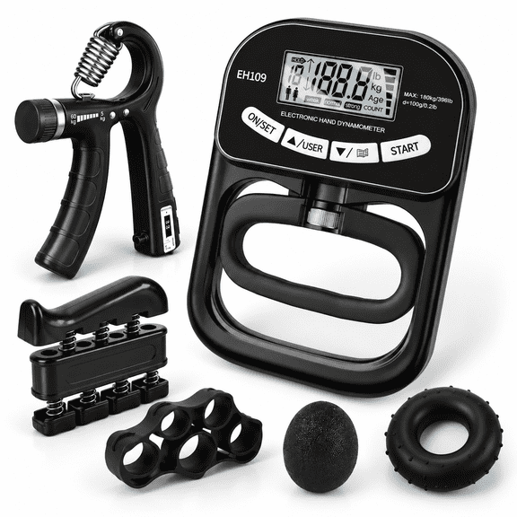 Electronic Hand Dynamometer Grip Strength Tester with Adjustable Resistance Trainer