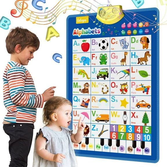 Electronic Interactive Alphabet Wall Chart,Talking ABC 123s Music Poster Best Educational Learning Toy,Preschool Alphabet and Words Learning Toy for Boys & Girls