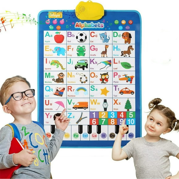 Electronic Interactive Alphabet Wall Chart,Talking ABC & 123s & Piano Tone & Music Poster,Learning Toy at Preschool, Kindergarten, Educational Toys for 1-6 Year Old Boys Girls