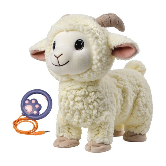 Electronic Interactive Singing Walking Lamb Plush Toy, Sheep Stuffed Animal with Leash, Soft Sheep Baby Toys Pet Buddy for Christmas Gifts Birthday Gifts Home Decor Kids’ Fun Festive & Daily Toy