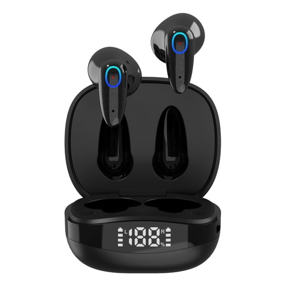Electronic Item Clearance Deal! Kyusrd MIni Digital Display Control Wireless Bluetooth 5.1 Hi Fi Headphones With LED Breathing Lamp Earphones Reflective Powder Design Earbuds IPX54